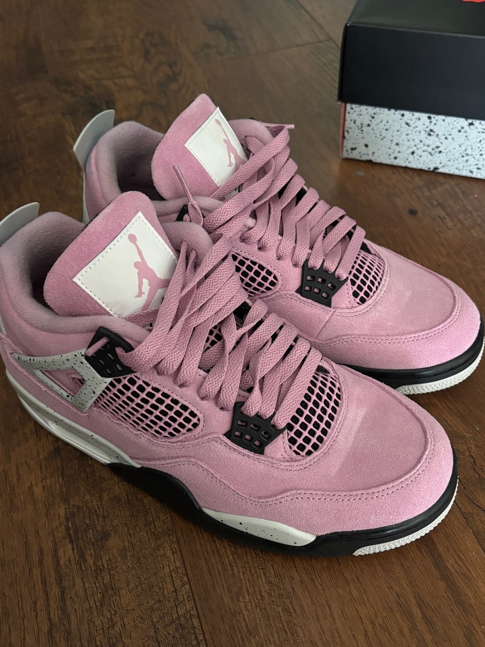 Jordan Women’s Pink Suede Sneakers with Black and White Accents